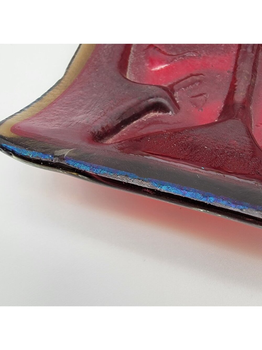 Vintage Amberina Glass Butterfly Curved Glass Panel - Picture 9 of 12
